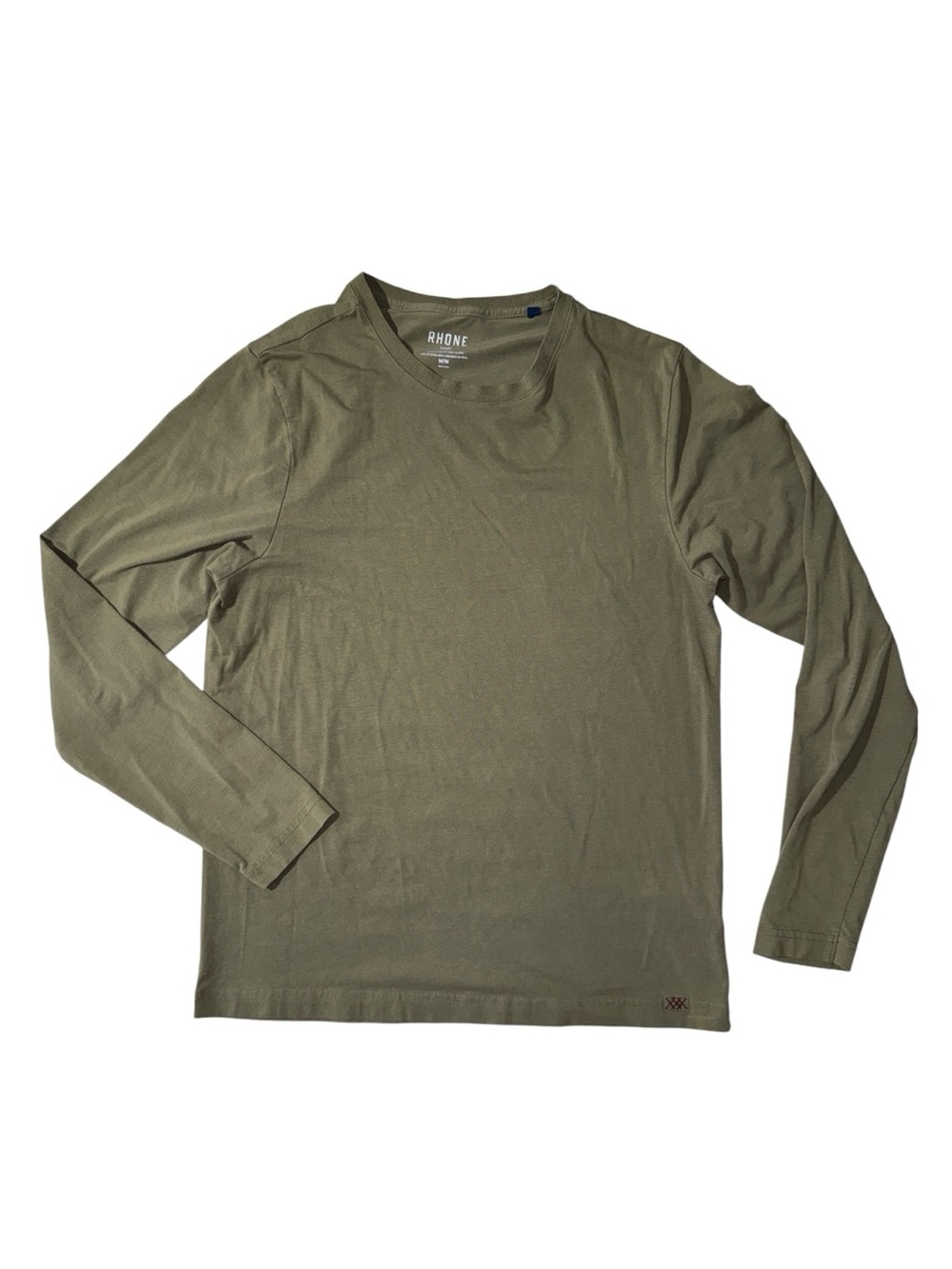 Rhone mens M Medium olive green solid long sleeve crewneck t-shirt EUC